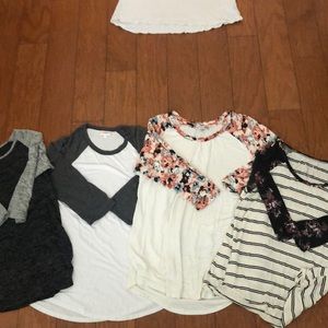 4 pack of 3/4 length XL tees various brands